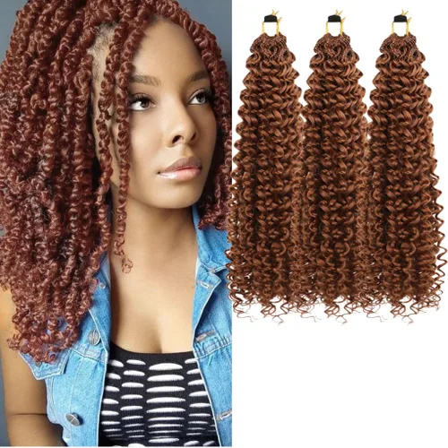 Miniatura 42 de 3 trenzas de ganchillo Passion Twist, cabello sintético preseparado para trenzar de 14 pulgadas, 3 paquetes de cabello trenzado pretrenzado