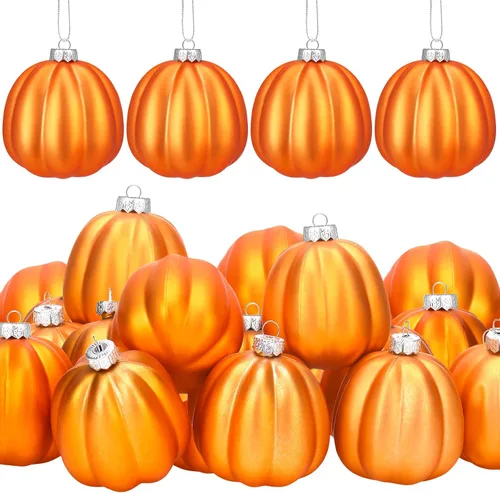 Miniatura 8 de Tigeen 12 adornos colgantes de calabaza de Acción de Gracias, mini calabaza, adornos colgantes de árbol, decoraciones de bolas para árbol, fiesta
