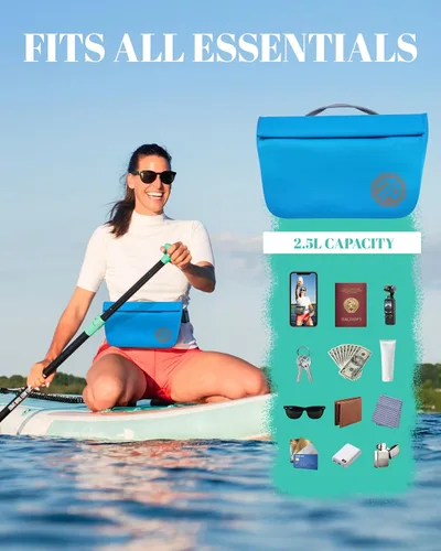 Miniatura 5 de niphean IPX7 Riñonera impermeable con cierre magnético de una mano, bolsa seca duradera impermeable para kayak, tabla de remo, accesorios esenciales