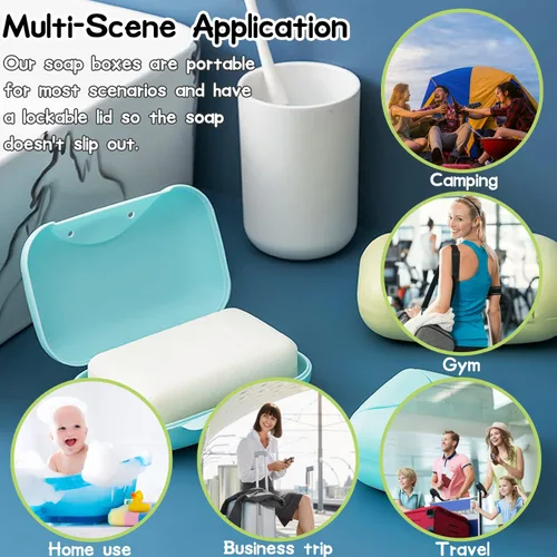 Miniatura 5 de 10 soportes para jabonera, jabonera de plástico para viajes, contenedor portátil a prueba de fugas para baño, campamento, gimnasio, viajes