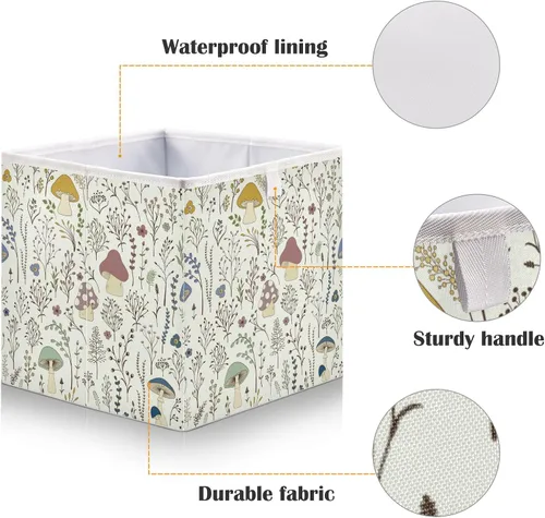 Miniatura 4 de Cubo de almacenamiento de hongos, canasta de almacenamiento plegable grande, caja organizadora de ropa, para estantes, armario, dormitorio, oficina