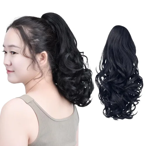 Miniatura 18 de SYXLCYGG Auburn Clip Cola de caballo Clip Cola de caballo Extensión de cola de caballo ondulado 10 pulgadas 3.5 oz pelo sintético falso pieza