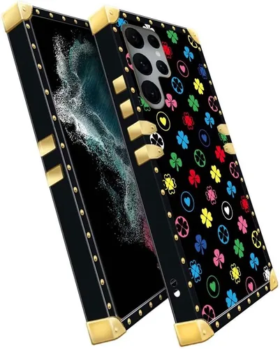 Miniatura 5 de Funda compatible con Samsung Galaxy S22 Ultra, Love Four-Leaf Clover Funda S22 Ultra para niñas y mujeres, TPU suave a prueba de golpes, PC duro