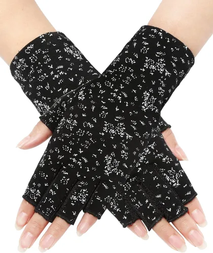Maxdot Guantes sin dedos para mujer, con protección solar, guantes de conducción de verano, antideslizantes, con protección UV, para exteriores
