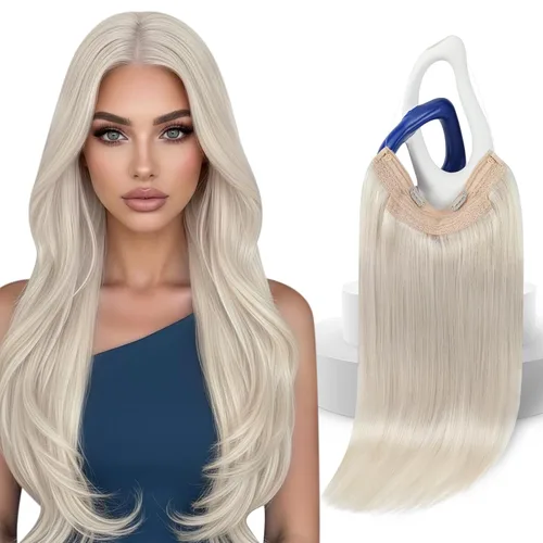 Miniatura 33 de Sunny Hair - Extensiones de cabello humano con banda invisible, color rubio platino (#60), 20 pulgadas