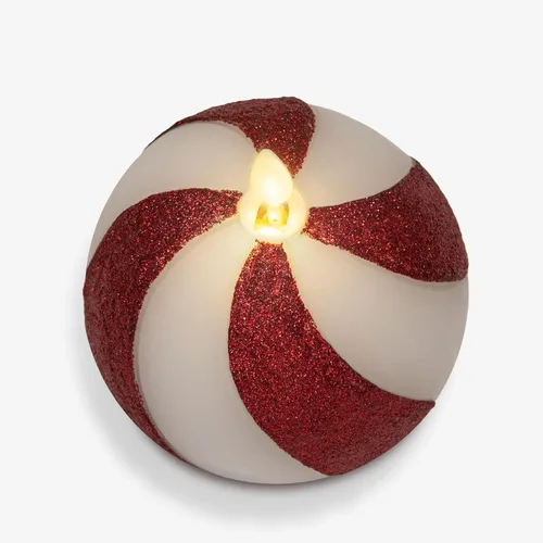 Miniatura 7 de Luminara - Vela de esfera de cuentas de cristal sin llama para las fiestas con purpurina - Bastón de caramelo rojo - Paquete de 1-4x4.25