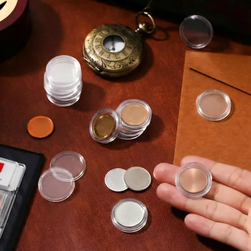 Miniatura 2 de 400 unidades de 0.827 in para monedas, cápsulas de plástico redondo transparente para monedas de barra plateada suministros de colección de monedas