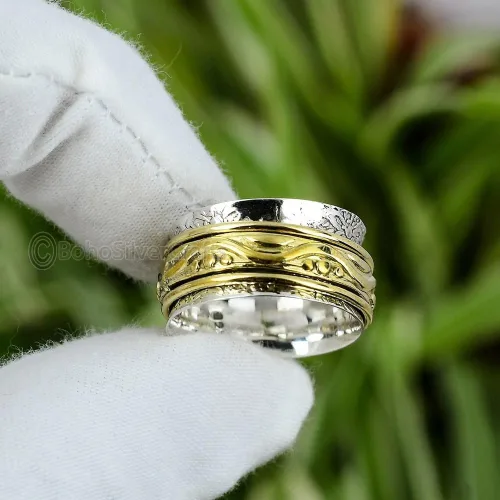Miniatura 2 de Spinning Rings For Women, 925 Sterling Silver Ring, Spinner Silver Ring, Handmade Spinner Ring, Anxiety Spinner Ring, Boho Spinner Ring, Spinner