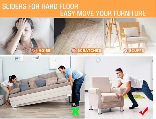 Miniatura 4 de Deslizadores de fieltro para muebles, pisos de madera dura, 16 piezas de 3.5 pulgadas, deslizadores de fieltro resistentes, superficies duras, mueve