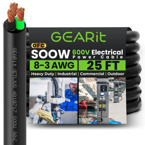 Miniatura 42 de GEARit Cable de alimentación portátil 6/3 6 AWG (100 pies - 3 conductores) SOOW 600V Cable eléctrico de calibre 6 para derivaciones de motor, luces