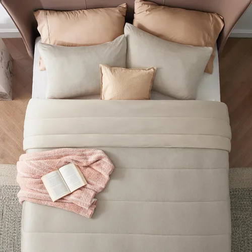 Miniatura 382 de Bedsure Juego de edredón Twin/Twin XL, ropa de cama suave beige para todas las estaciones, juego de cama teñido catiónico, 2 piezas, 1 edredón