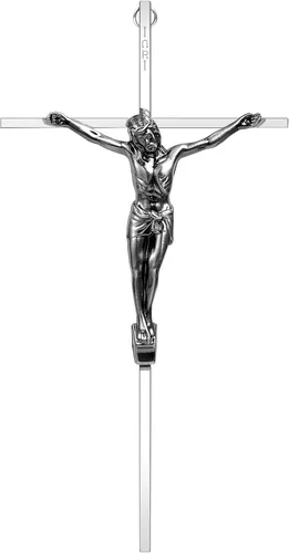 ALDENTA Crucifijo de pared, cruz católica de metal para pared, crucifijo de Jesús plateado de 10 pulgadas para decoración del hogar