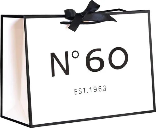ANFENG Bolsa vintage de regalo de 60 cumpleaños para mujeres, tamaño grande y multicolor para mujeres, 1963, novedad de 60 años, bolsas de papel