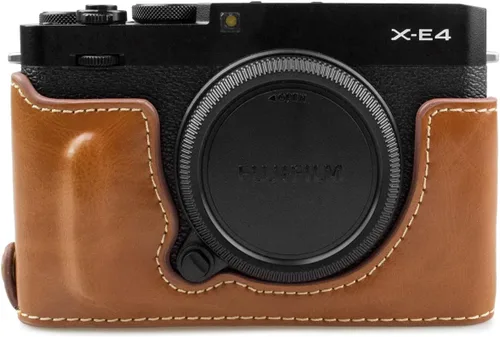 Funda para Fuji X-E4, MUZIRI KINOKOO de piel sintética, compatible con Fuji X-E4, funda protectora XE4, funda con agarre, color marrón