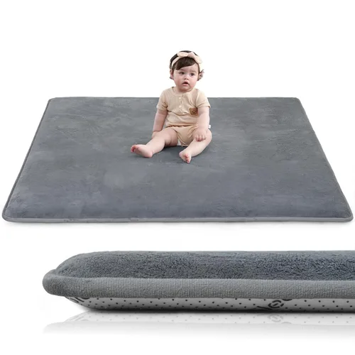 Huloo Sleep Tapete de juego para bebé para suelo, espuma elástica de 1.3 pulgadas de grosor, tapete de corral de 50 x 50 pulgadas para tiempo boca