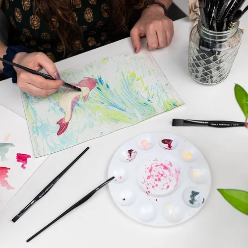Miniatura 5 de WA Portman - Juego de 4 pinceles planos profesionales, 100% veganos, libres de crueldad animal para pintura acrílica con agarre cómodo triangular