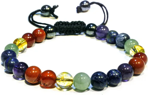 Miniatura 217 de Adjustable Crystal Bracelet – Gemstone Bead Bracelet with Adjustable Macrame String – Chic Gemstone Bracelet for Men and Women – 8mm Round Healing