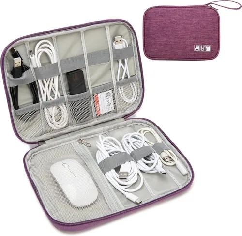 Miniatura 10 de Funda organizadora de artículos electrónicos, bolsa organizadora de cables de viaje, bolsa de almacenamiento portátil para cable, cargador
