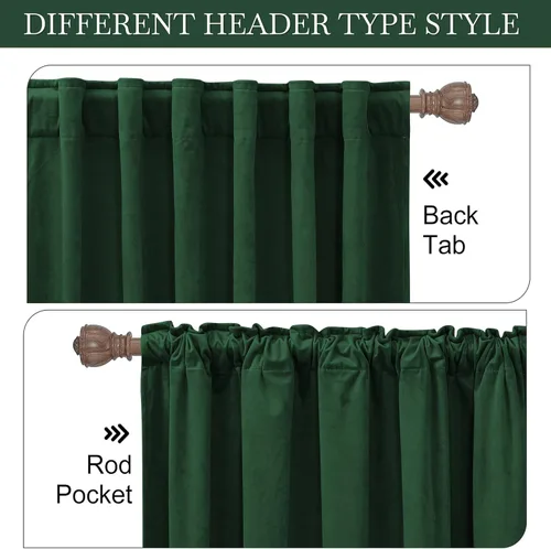 Miniatura 5 de RYB HOME - Cortinas de terciopelo verde cazador, cortinas opacas con aislamiento térmico, decoración para oficina en casa, estudio, 52 pulgadas