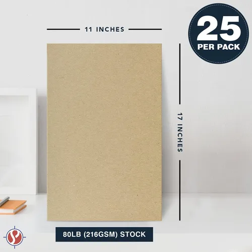 Miniatura 6 de Papel de cartulina marrón Kraft, pesado de 11 x 17 pulgadas para tarjetas de felicitación de negocios e invitaciones, etiquetas de regalo, arte