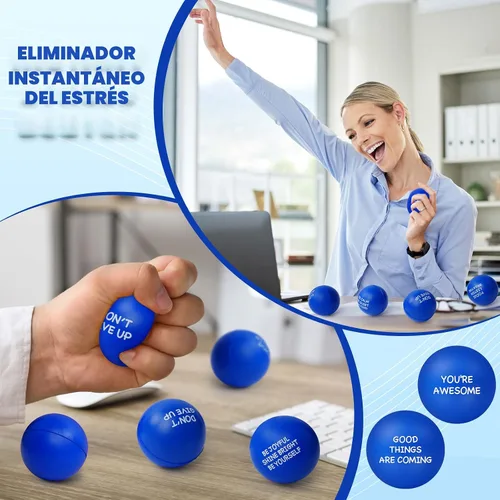 Miniatura 4 de SHQDD 54 bolas antiestrés, bolas antiestrés para adultos, juguetes de esponja suave para apretar con citas inspiradoras, regalos para aliviar
