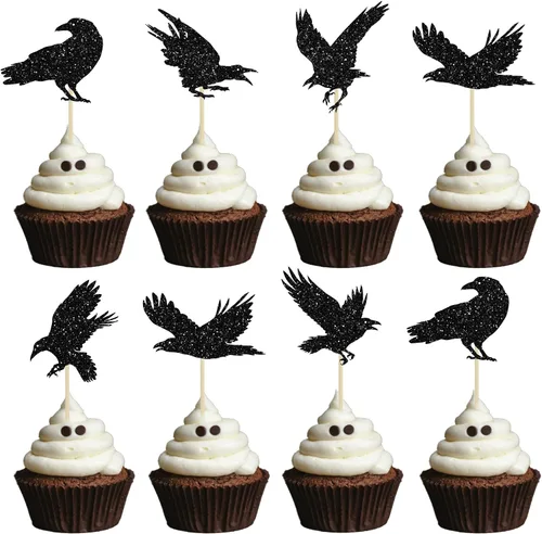 Miniatura 28 de Gyufise 1 pieza de decoración de pastel de cumpleaños con purpurina montada de terror clásico de Halloween para temática de terror sangriento