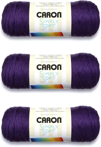 Miniatura 45 de Caron Simply Soft - Hilo verde militar, paquete de 3 unidades de 6.00 oz/6 onzas, 100% acrílico, peinado #4 (mediano), 315 yardas, tejido/ganchillo
