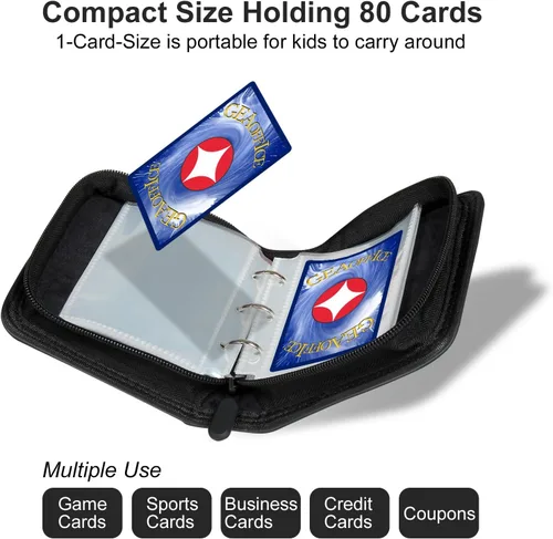 Miniatura 5 de GEAoffice Pequeña carpeta para 1 tarjeta intercambiable, mini álbum de 80 bolsillos con 40 fundas removibles, carpeta de 80 bolsillos de carga