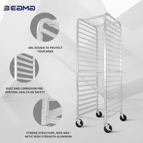 Miniatura 3 de BIEAMA Estante para bandejas de 20 niveles, estante para panecillos NSF, estante de panadería de aluminio, estante de enfriamiento para panadería