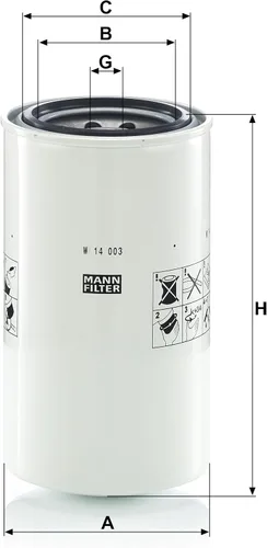 Miniatura 2 de MANN-FILTER W 14 003 - Filtro de aceite para vehículos comerciales