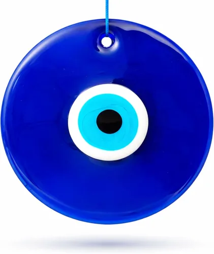 Miniatura 9 de Adorno colgante de pared de cristal azul de ojo turco de 3 pulgadas, decoración contra el mal de ojo, amuleto turco hecho a mano, amuleto