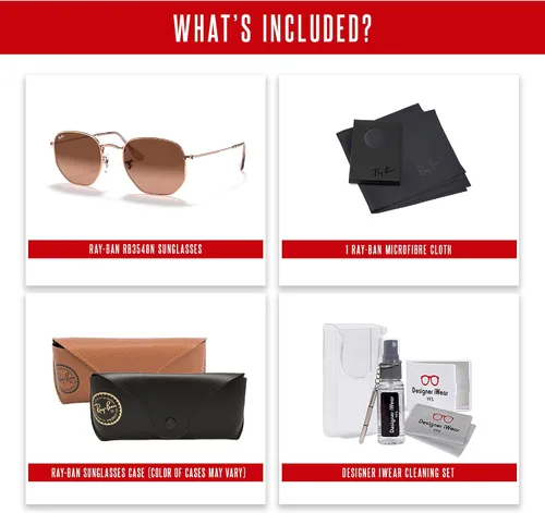 Miniatura 5 de Ray-Ban RB3548N - Gafas de sol hexagonales 001 de 54 M para hombres y mujeres (grande), paquete con kit de diseñador iWear
