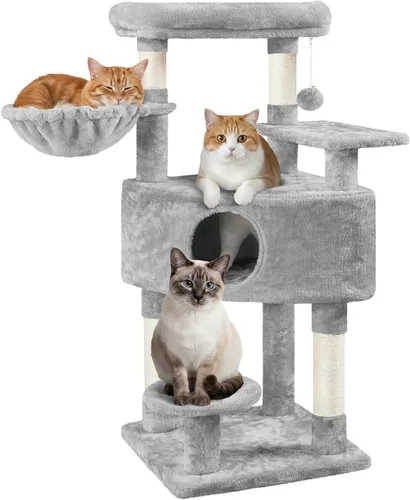 Miniatura 10 de Yaheetech Torre de árbol para gatos de 46 pulgadas Centro de actividades para interiores de varios niveles con amplios condominios, postes