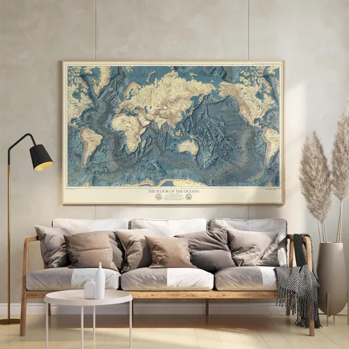 Miniatura 6 de Suelos oceánicos mundiales y alivio de la tierra 1976 - Impresión de mapas topográficos históricos - 24 x 16 pulgadas