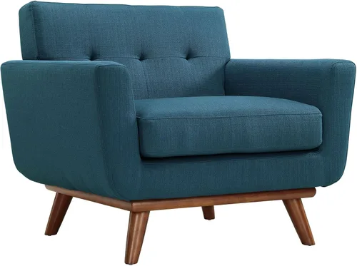 Miniatura 3 de Modway Engage - Sillón de una pieza tapizado con tela y sofá de dos piezas de estilo de mediados de siglo, Textil, Celeste