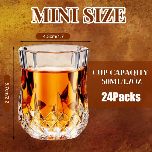 Miniatura 2 de Meanplan Juego de mini vasos de chupito de 1.7 onzas, vasos de degustación, base pesada, taza de chupito transparente, lindas tazas de vino Cordial