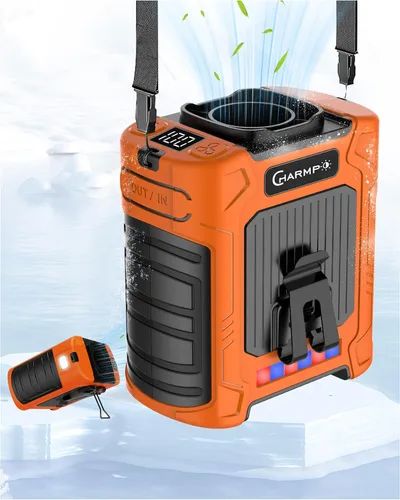 Miniatura 22 de Ventilador de cintura portátil – Batería de 6000 mAh, 3 velocidades, flujo de aire fuerte, hasta 16 horas de tiempo de trabajo, ventilador portátil
