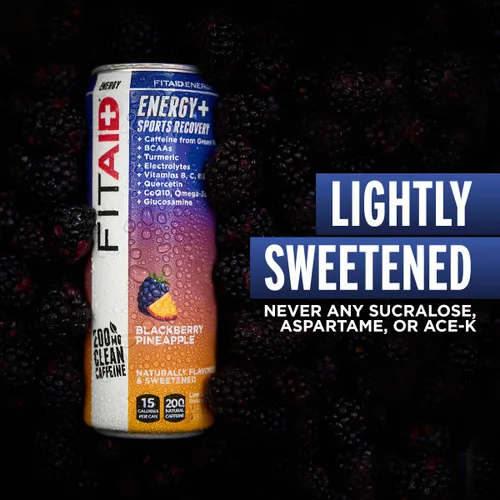 Miniatura 4 de Bebida FITAID ENERGY, 0.007 onzas de cafeína natural, keto, piña y mora, omega-3, 15 calorías, paleo, vegana y sin gluten, sin edulcorantes