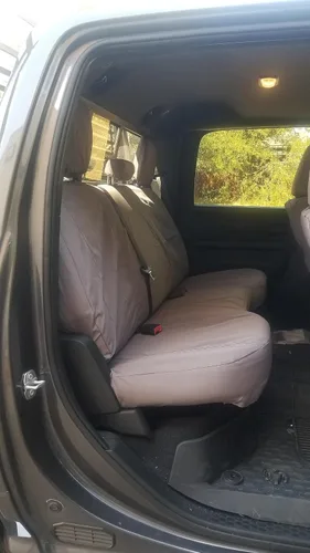 Miniatura 2 de Durafit Seat Covers, D1333-C8 Fundas de asiento fabricadas en gris Endura para Dodge Ram 1500-3500 2012-2025 asiento trasero sólido con 3