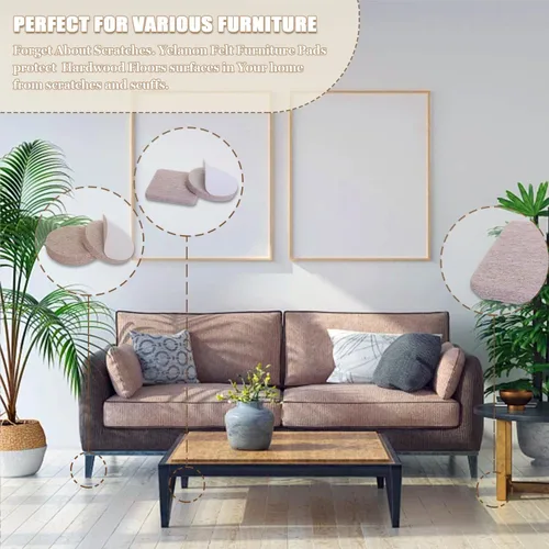 Miniatura 7 de Yelanon Almohadillas de fieltro para suelos de madera dura, 261 protectores de piso de alta calidad para muebles, almohadillas de fieltro para patas