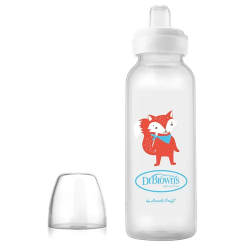 Miniatura 14 de Dr. Brown's Milestones - Botella estrecha para sorber con pico blando 100% de silicona, 8 onzas/250mL, a partir de 6 meses, Fox & Lion, paquete de 2