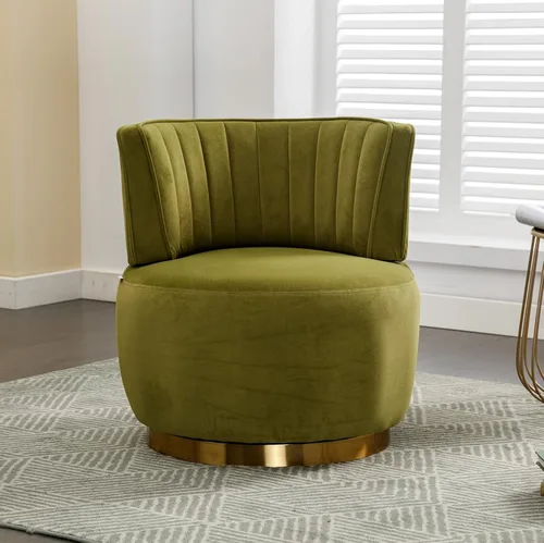 Silla giratoria de terciopelo, sillón giratorio tapizado de 360 grados, moderno y cómodo sillón redondo para sala de estar pequeña, dormitorio,