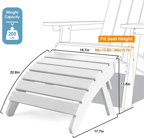 Miniatura 3 de MXIMU Taburete otomano plegable Adirondack para exteriores: Taburete de plástico HIPS para patio, fácil montaje, reposapiés para todo tipo de clima