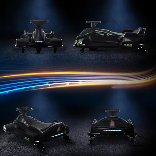 Miniatura 9 de Aosom Go Kart Eléctrico de 12V, Coche de Deriva de 5 MPH, Juguete de Montar con Batería para Exteriores con Arranque Lento, Música, Luces Coloridas