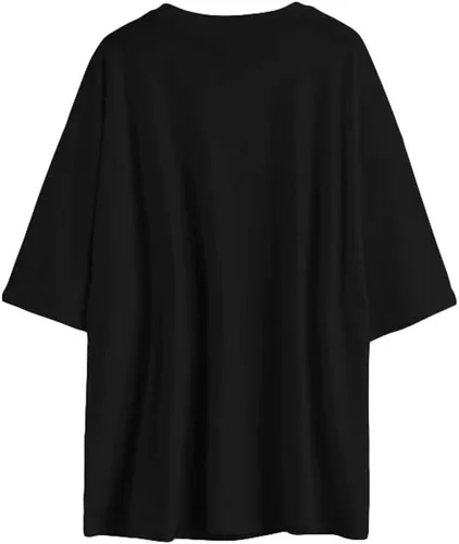 Miniatura 2 de Fenxxxl Camiseta de gran tamaño para mujer, de manga corta, cuello redondo, casual, hombros caídos, holgadas