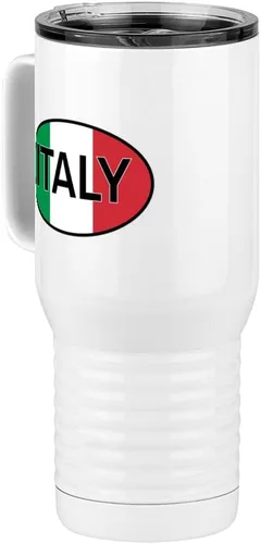 Miniatura 3 de Just So Posh Vaso de bandera de país, diferentes banderas ovaladas europeas en cada lado, taza de café de viaje con asa y tapa deslizante