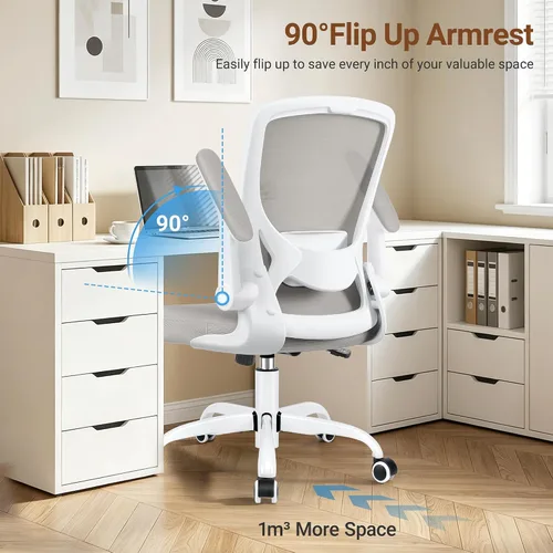Miniatura 6 de BESTFAIR Silla de oficina ergonómica, sillas de computadora de malla con soporte lumbar, silla de escritorio giratoria con brazos abatibles y altura