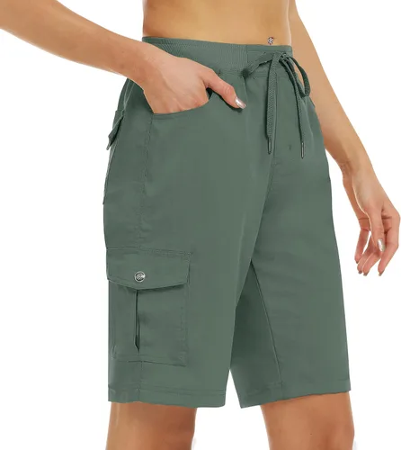 MoFiz Pantalones cortos tipo cargo de senderismo de 10 pulgadas para mujer, 6 bolsillos, ligeros, de secado rápido, para exteriores, correr,