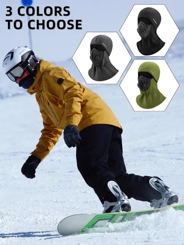 Miniatura 8 de ROCKBROS Máscara de esquí Pasamontañas de invierno para hombres Baclava para clima frío térmico