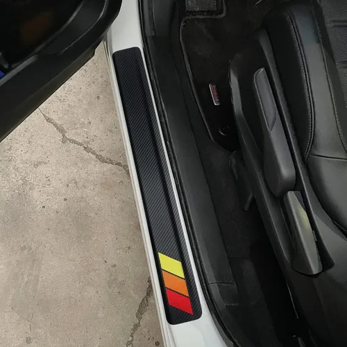 Miniatura 5 de Protectores de umbral de puerta tricolor para Toyota Tacoma TRD 4Runner Tundra Rav4 Highlander, accesorios de fibra de carbono para umbral de puerta